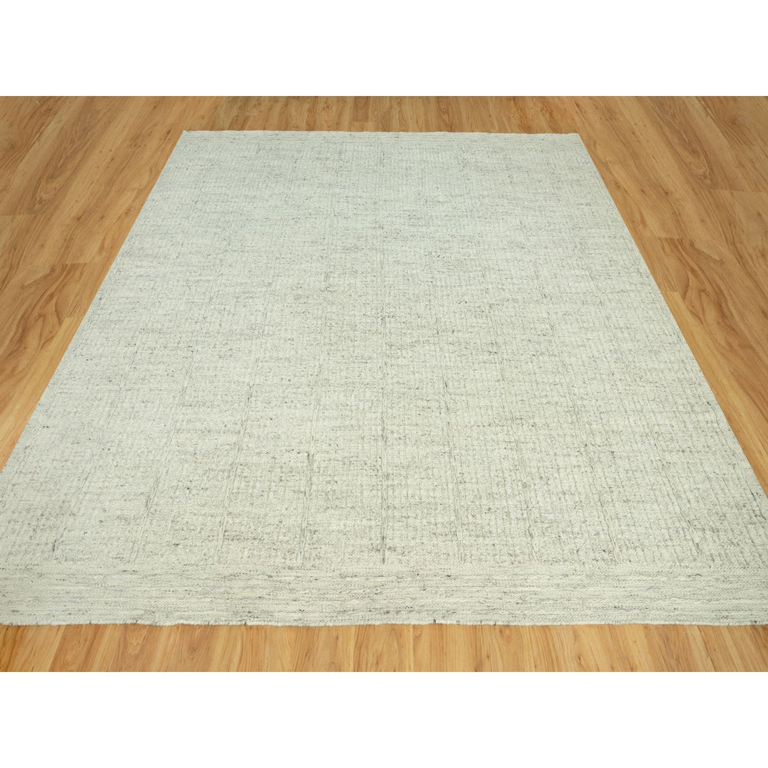 10'3" x 10'3" New Hand Woven Grey Wool Square Oriental Rug - MOA10290448