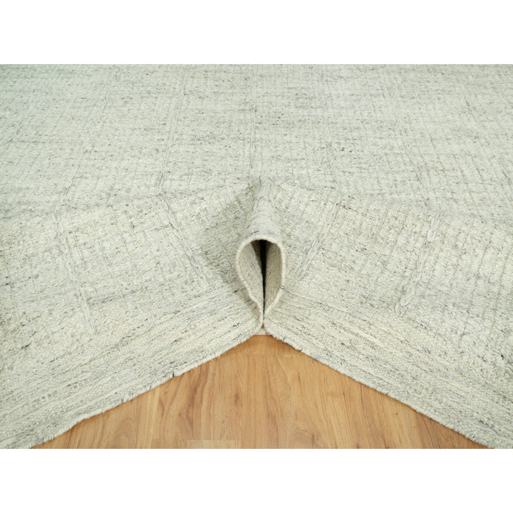 10'3" x 10'3" New Hand Woven Grey Wool Square Oriental Rug - MOA10290448