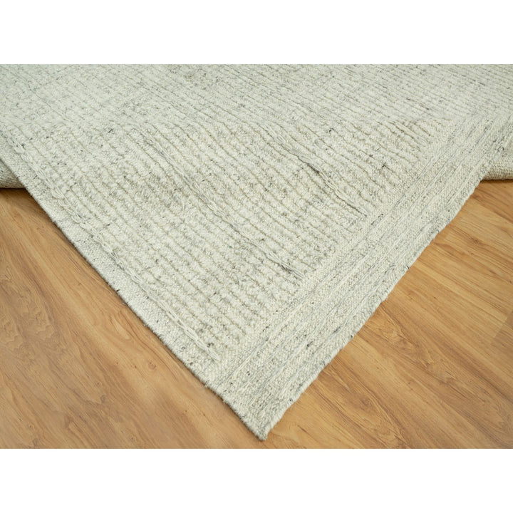 10'3" x 10'3" New Hand Woven Grey Wool Square Oriental Rug - MOA10290448