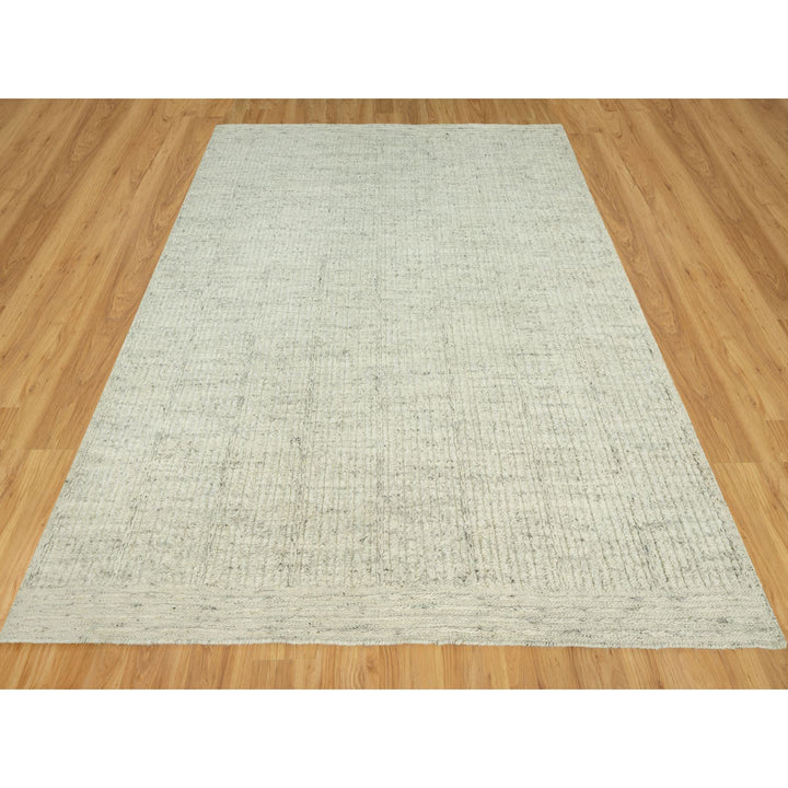 8'2" x 9'8" New Hand Woven Grey Wool Rectangle Oriental Rug - MOA10290452