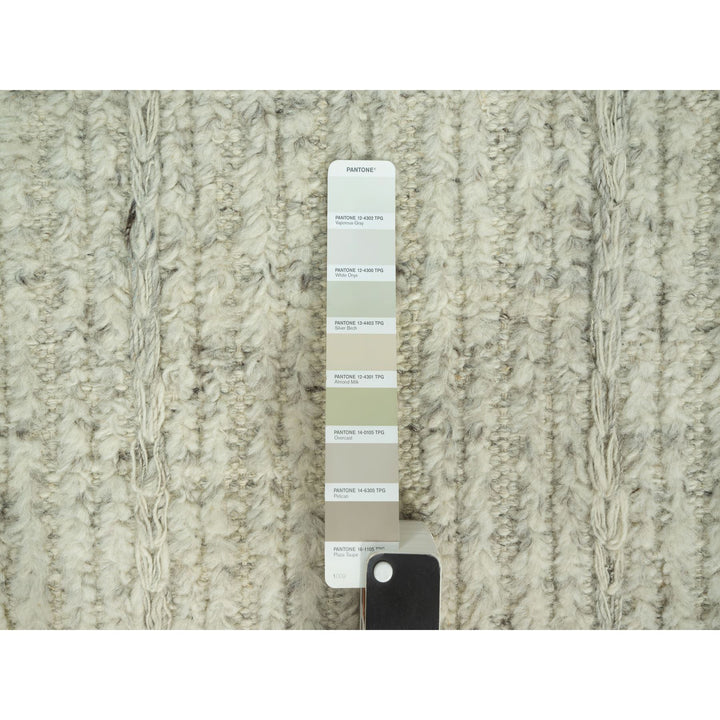 8'2" x 9'8" New Hand Woven Grey Wool Rectangle Oriental Rug - MOA10290452