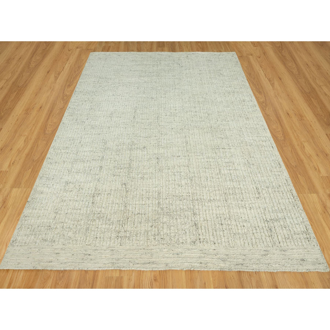 8'4" x 9'10" New Hand Woven Grey Wool Rectangle Oriental Rug - MOA10290467