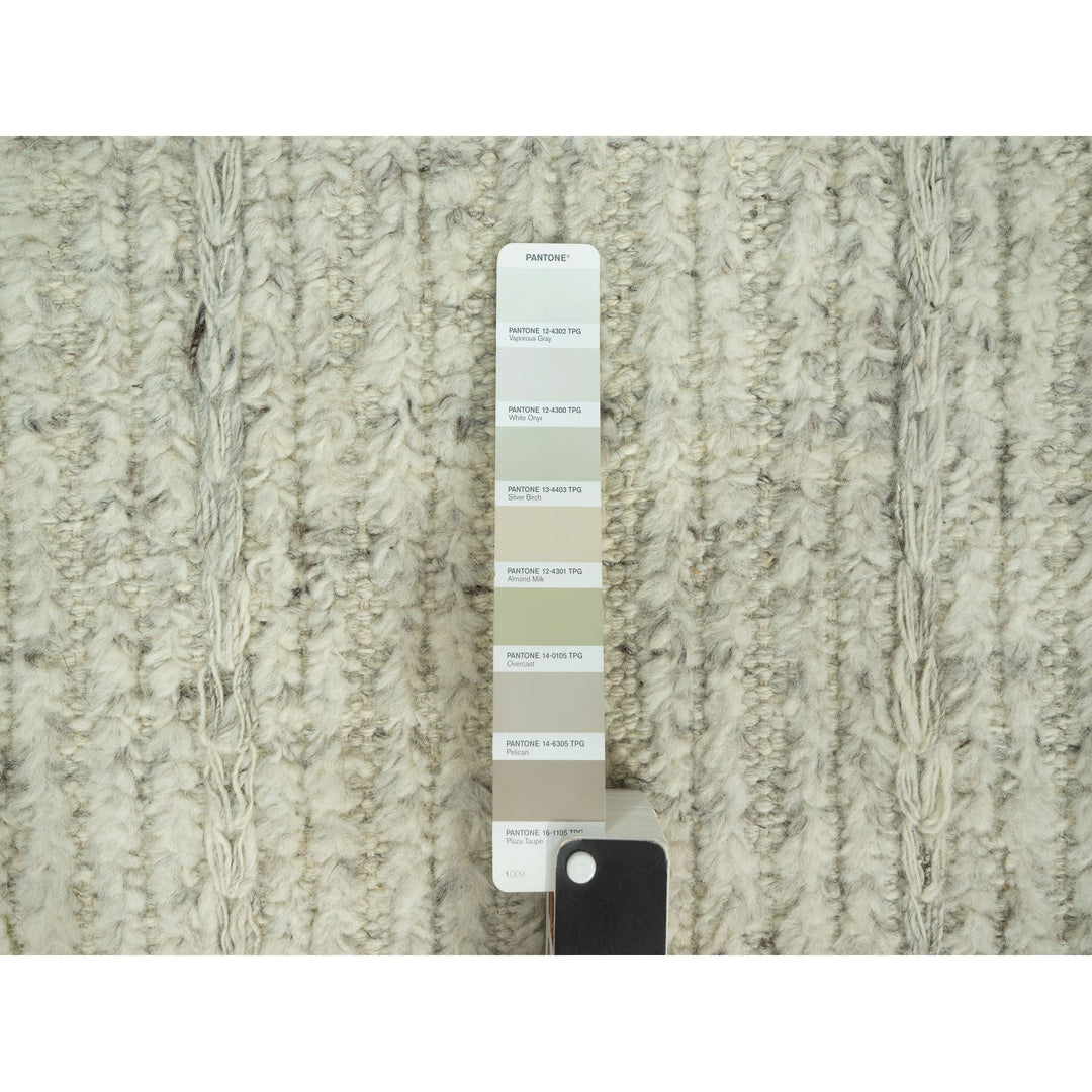 8'4" x 9'10" New Hand Woven Grey Wool Rectangle Oriental Rug - MOA10290467