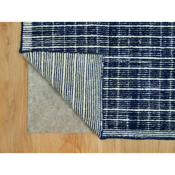 9'3" x 11'9" New Hand Loomed Blue Wool Rectangle Oriental Rug - MOA10290549