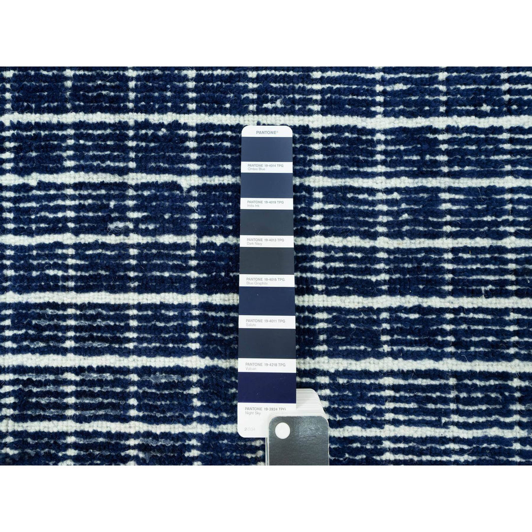 9'3" x 11'9" New Hand Loomed Blue Wool Rectangle Oriental Rug - MOA10290549