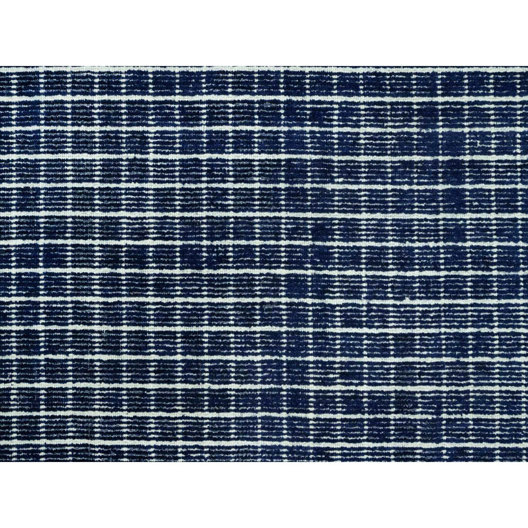 9'3" x 11'9" New Hand Loomed Blue Wool Rectangle Oriental Rug - MOA10290549