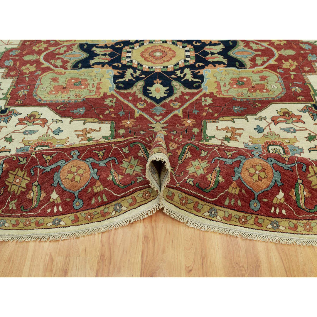 14'0" x 14'0" New Hand Knotted Ivory Wool Round Oriental Rug - MOA10290661