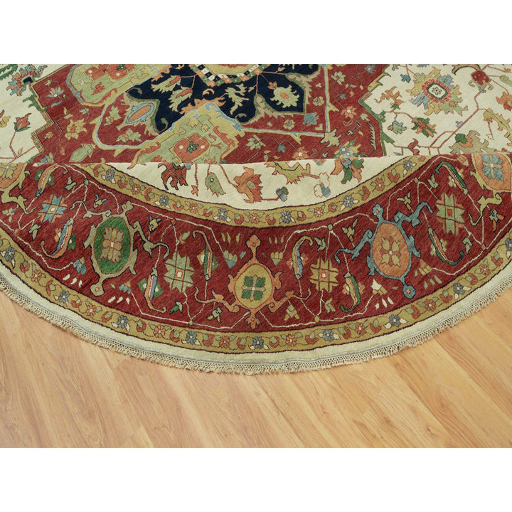 14'0" x 14'0" New Hand Knotted Ivory Wool Round Oriental Rug - MOA10290661