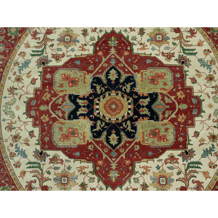 14'0" x 14'0" New Hand Knotted Ivory Wool Round Oriental Rug - MOA10290661