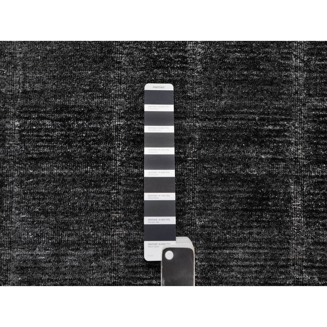8'0" x 9'10" New Hand Loomed Black Wool Rectangle Oriental Rug - MOA10290701