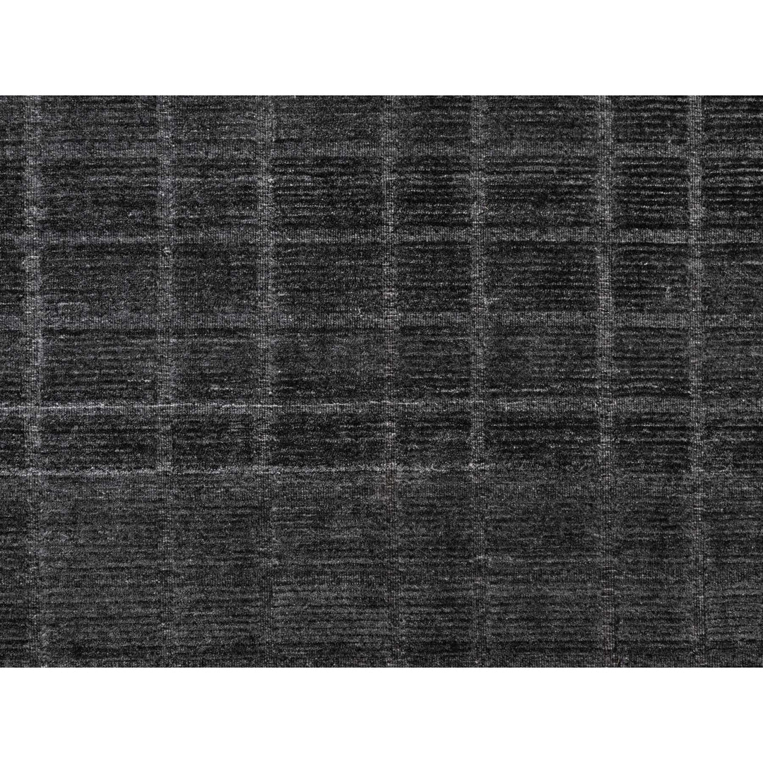 8'0" x 9'10" New Hand Loomed Black Wool Rectangle Oriental Rug - MOA10290701