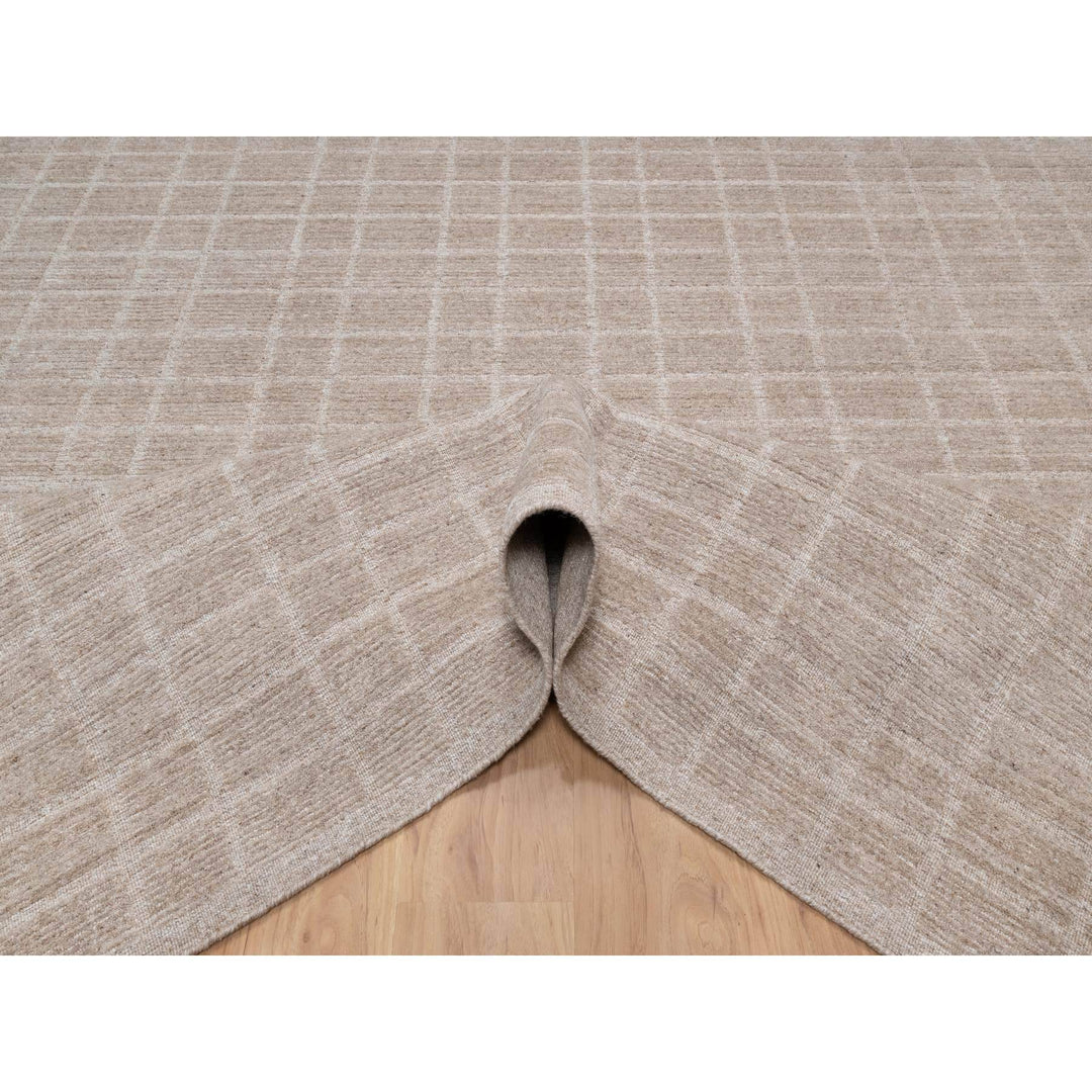 8'2" x 9'10" New Hand Loomed Brown Wool Rectangle Oriental Rug - MOA10290703