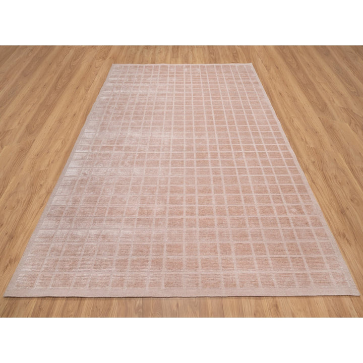 8'1" x 9'10" New Hand Loomed Pink Wool Rectangle Oriental Rug - MOA10290707