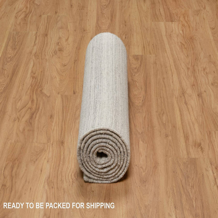 2'6" x 10'0" New Hand Loomed Beige Wool Runner Oriental Rug - MOA10290717