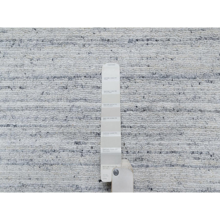 2'7" x 8'0" New Hand Loomed Grey Wool Runner Oriental Rug - MOA10290726