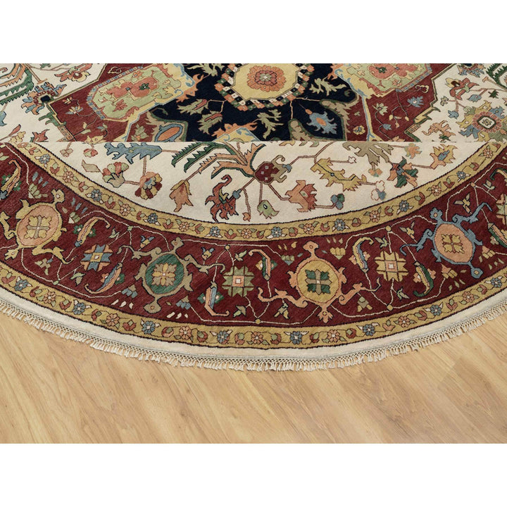 12'0" x 12'0" New Hand Knotted Ivory Wool Round Oriental Rug - MOA10290739