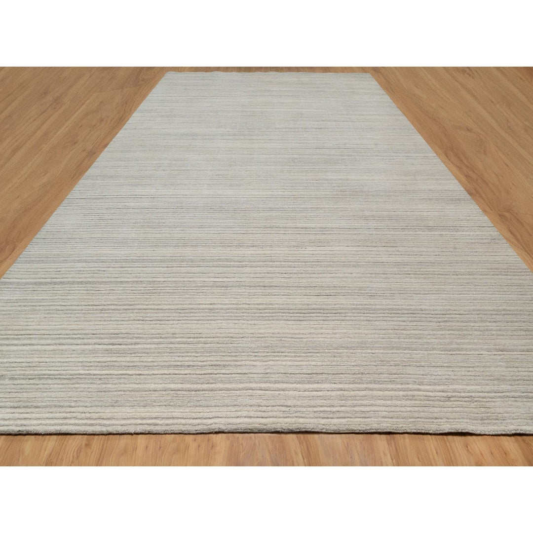 12'1" x 17'7" New Hand Loomed Beige Wool Rectangle Oriental Rug - MOA10290791