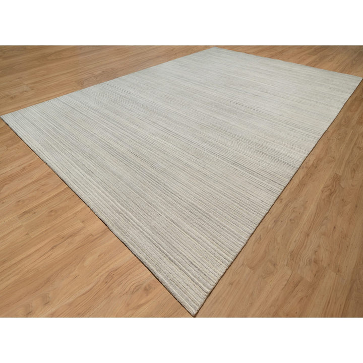 12'1" x 17'7" New Hand Loomed Beige Wool Rectangle Oriental Rug - MOA10290791