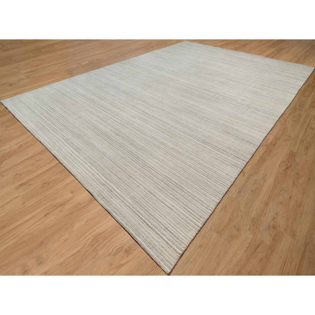 12'1" x 17'7" New Hand Loomed Beige Wool Rectangle Oriental Rug - MOA10290791