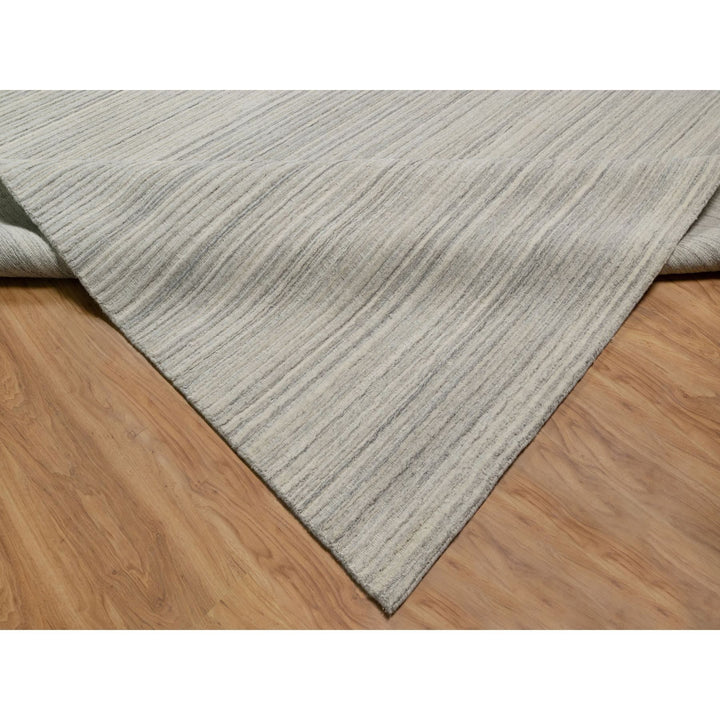 12'1" x 17'7" New Hand Loomed Beige Wool Rectangle Oriental Rug - MOA10290791