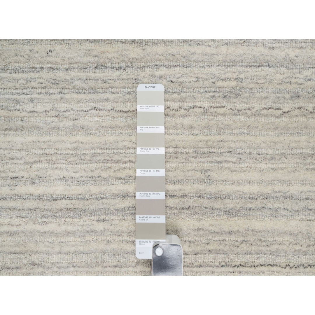 12'1" x 17'7" New Hand Loomed Beige Wool Rectangle Oriental Rug - MOA10290791