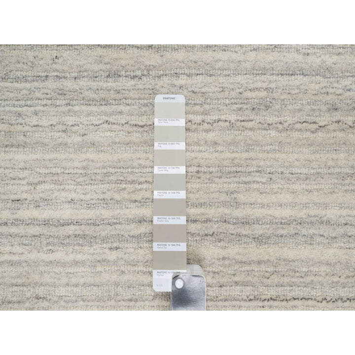 12'1" x 17'7" New Hand Loomed Beige Wool Rectangle Oriental Rug - MOA10290791