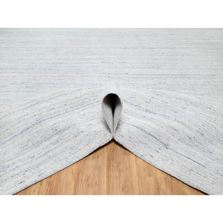 12'1" x 17'9" New Hand Loomed Grey Wool Rectangle Oriental Rug - MOA10290800