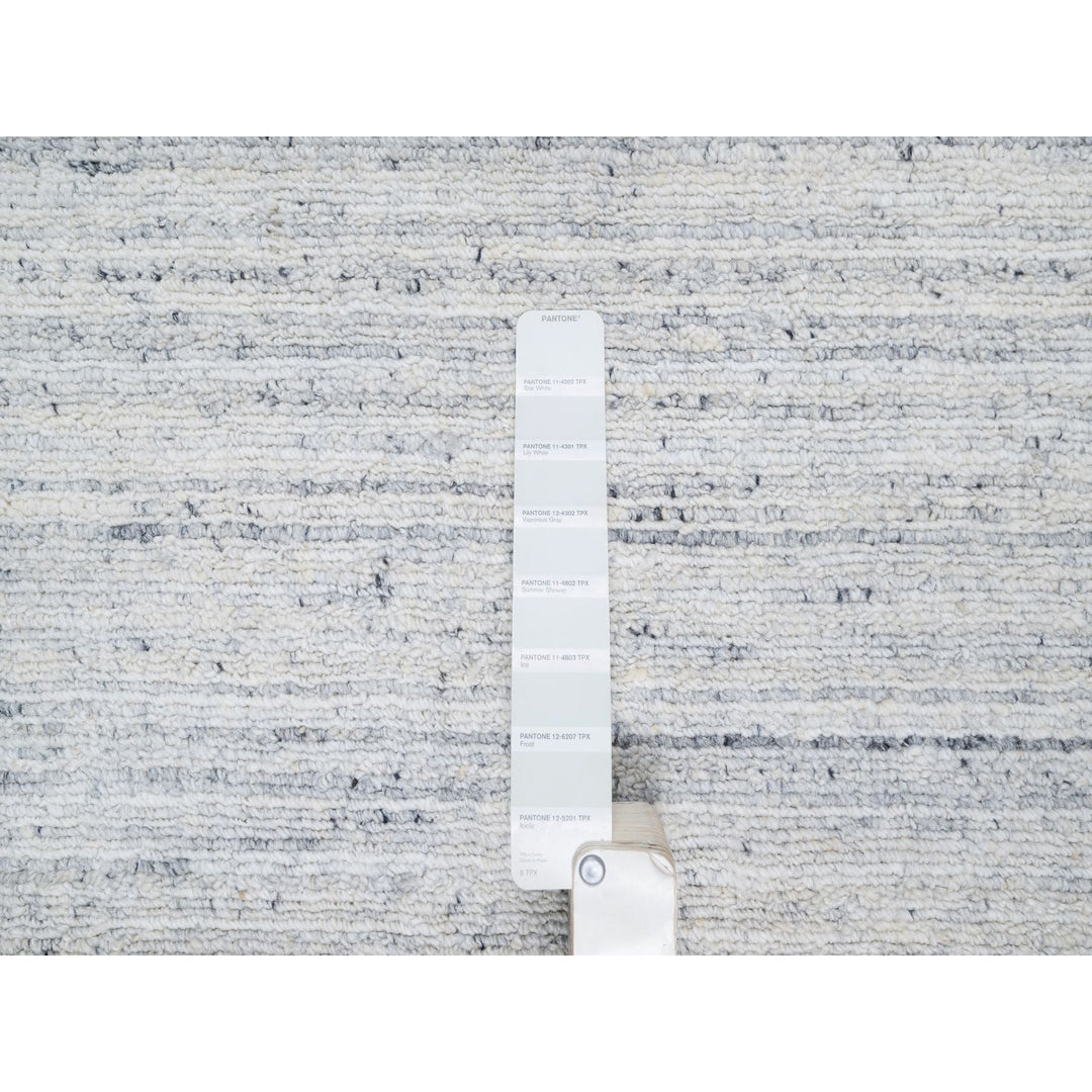 12'1" x 17'9" New Hand Loomed Grey Wool Rectangle Oriental Rug - MOA10290800