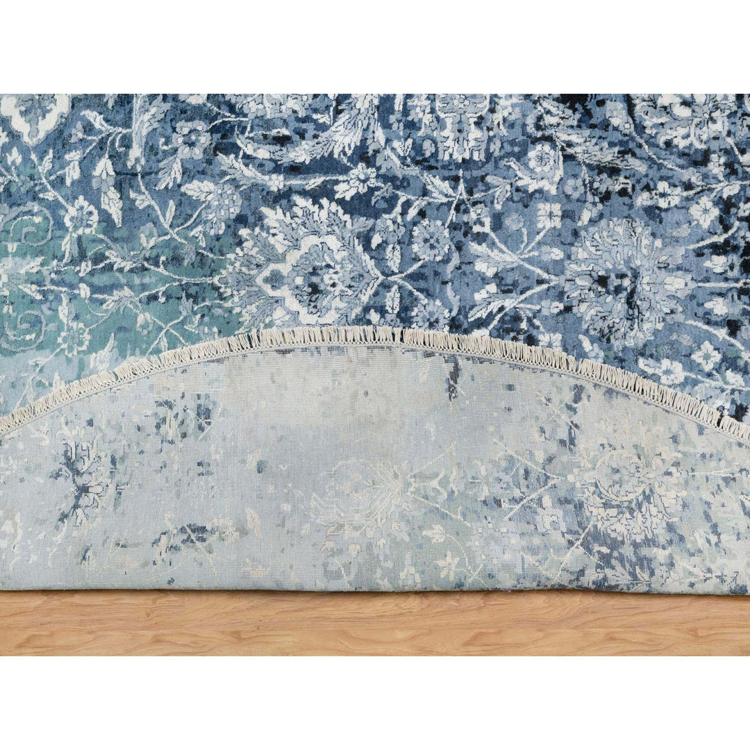 12'0" x 12'0" New Hand Knotted Grey Wool & Silk Round Oriental Rug - MOA10290808