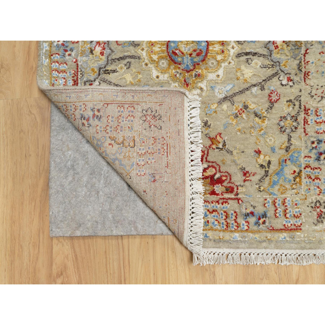 6'2" x 24'0" New Hand Knotted Beige Wool & Silk Runner Oriental Rug - MOA10290809