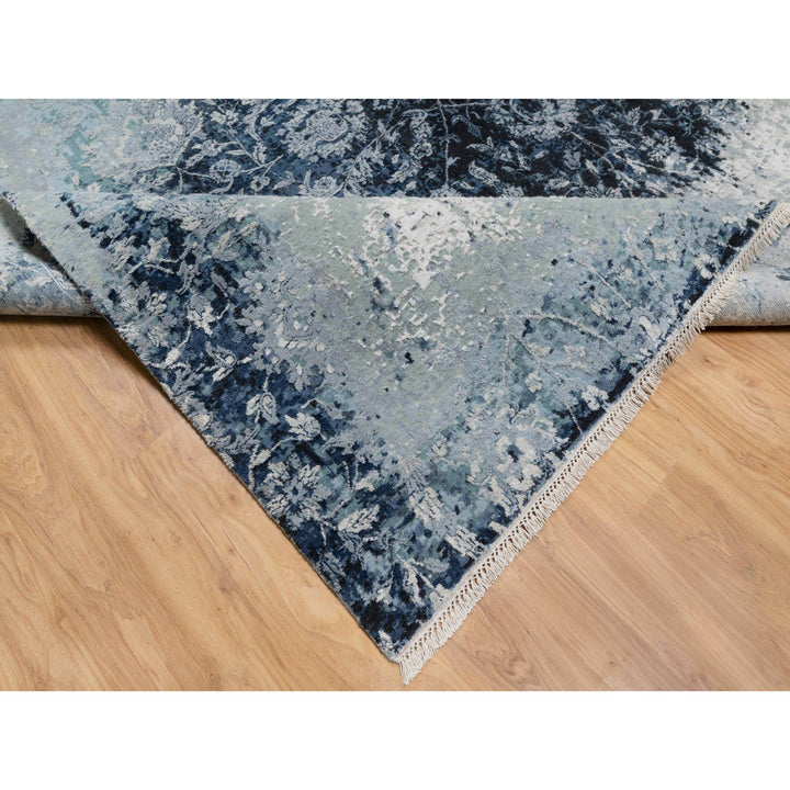 10'1" x 10'4" New Hand Knotted Grey Wool & Silk Square Oriental Rug - MOA10290820