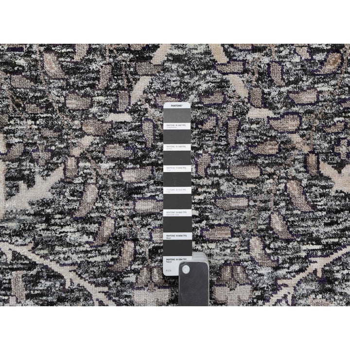 9'11" x 13'10" New Hand Knotted Brown Wool & Silk Rectangle Oriental Rug - MOA10290948