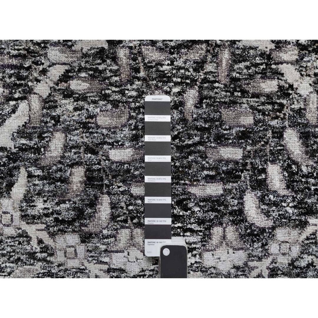 11'8" x 14'11" New Hand Knotted Brown Wool & Silk Rectangle Oriental Rug - MOA10290966