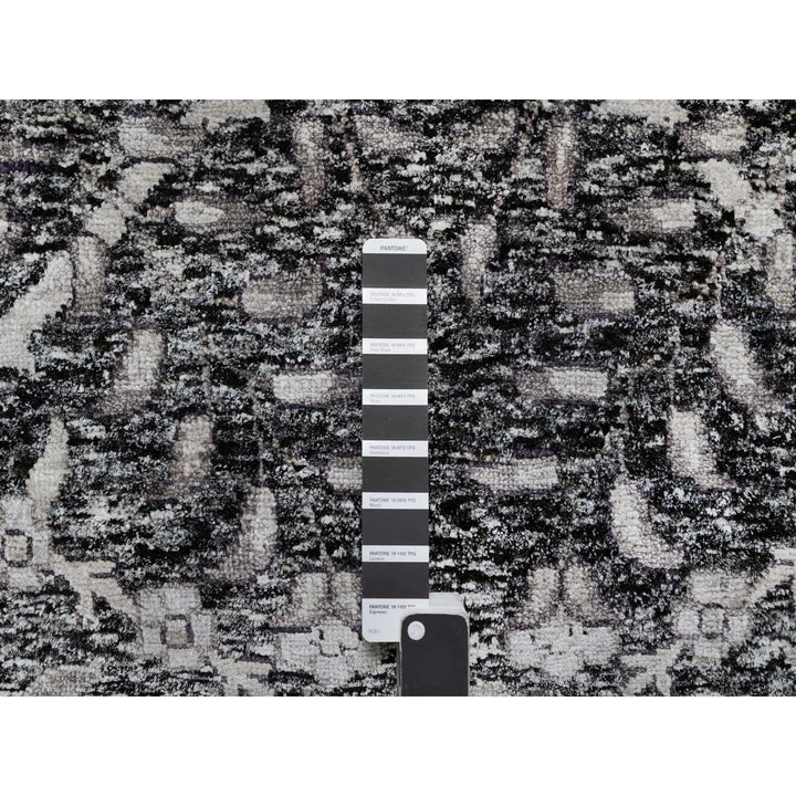 11'8" x 14'11" New Hand Knotted Brown Wool & Silk Rectangle Oriental Rug - MOA10290966