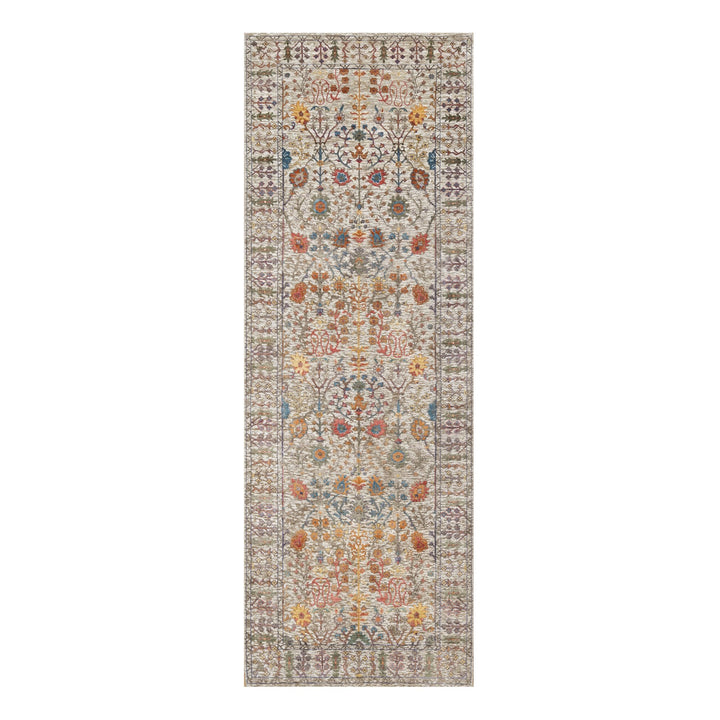 4'2" x 11'11" New Hand Knotted Beige Wool & Silk Runner Oriental Rug - MOA10290967