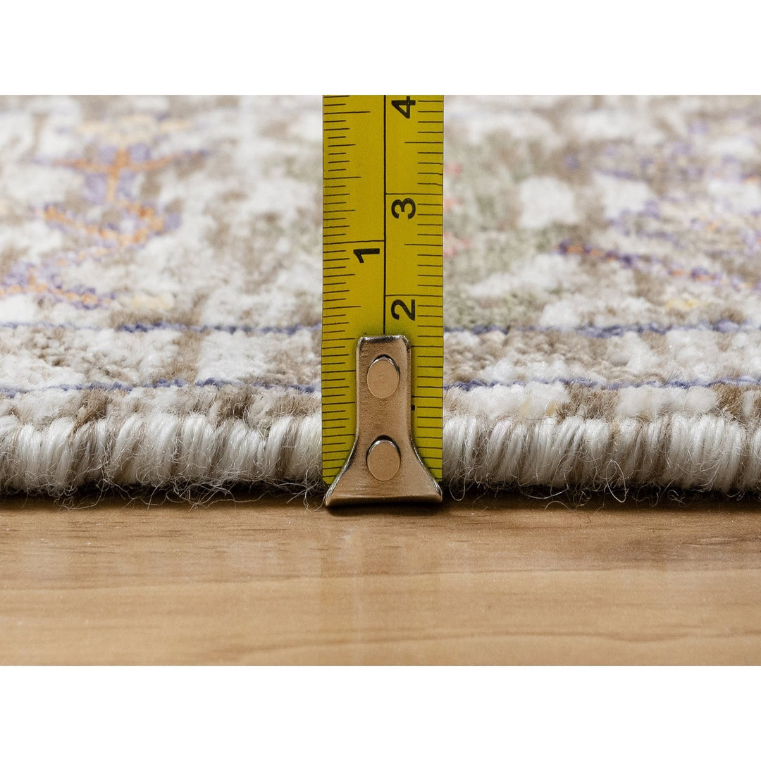 4'2" x 11'11" New Hand Knotted Beige Wool & Silk Runner Oriental Rug - MOA10290967