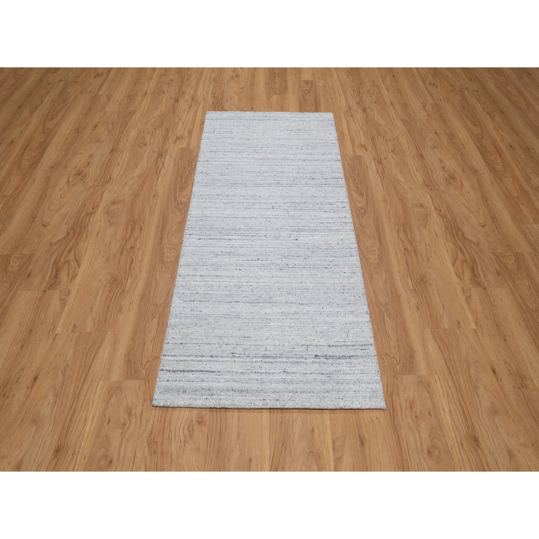 2'6" x 6'0" New Hand Loomed Ivory Wool Runner Oriental Rug - MOA10291185