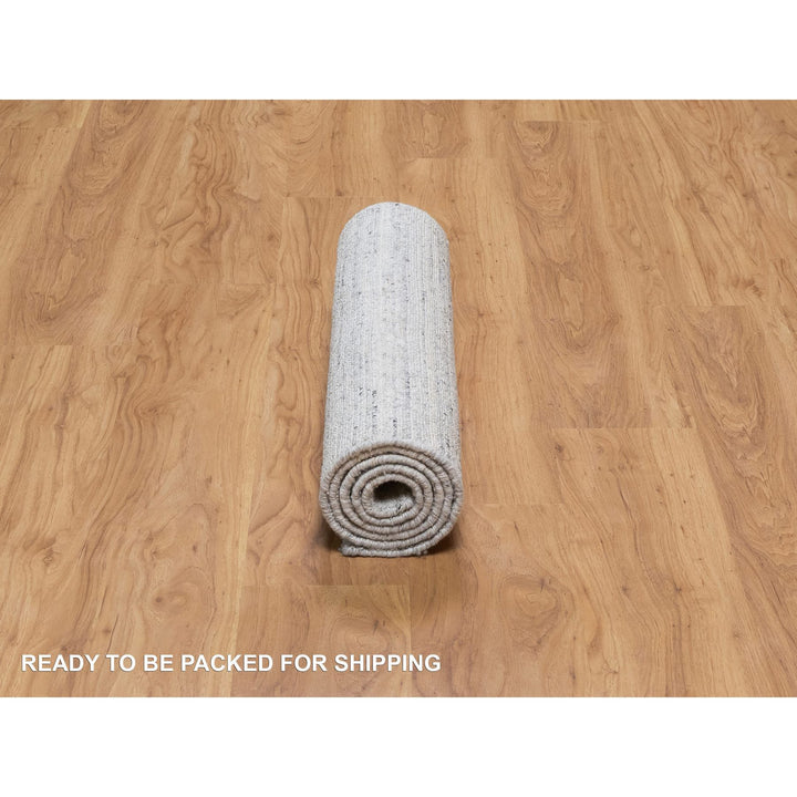 2'6" x 6'0" New Hand Loomed Ivory Wool Runner Oriental Rug - MOA10291186