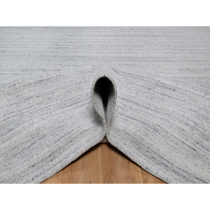 7'11" x 9'11" New Hand Loomed Ivory Wool Rectangle Oriental Rug - MOA10291188