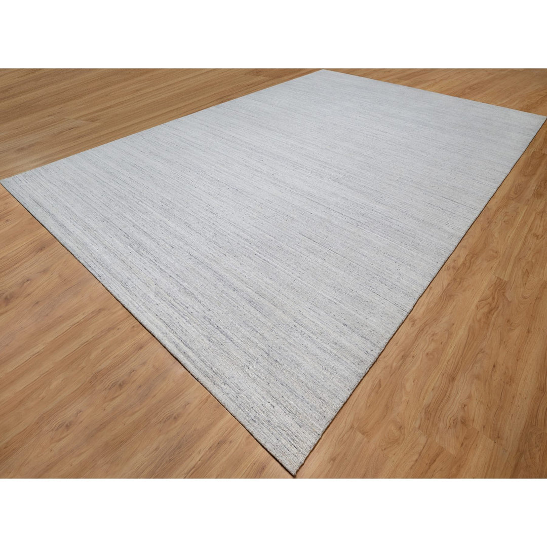 12'0" x 17'11" New Hand Loomed Ivory Wool Rectangle Oriental Rug - MOA10291193