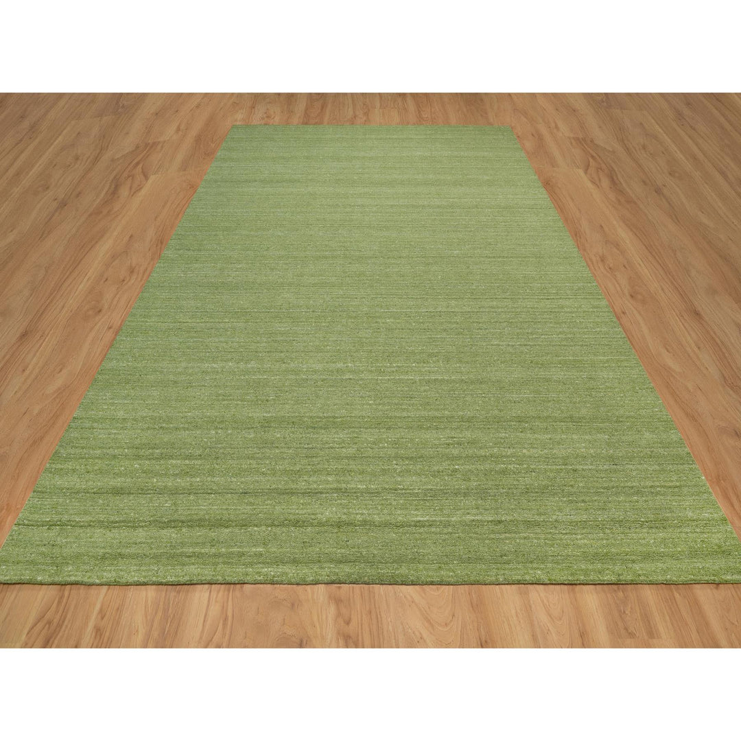 9'0" x 12'0" New Hand Loomed Green Wool Rectangle Oriental Rug - MOA10291195