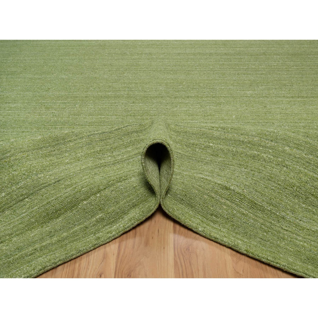 9'0" x 12'0" New Hand Loomed Green Wool Rectangle Oriental Rug - MOA10291195