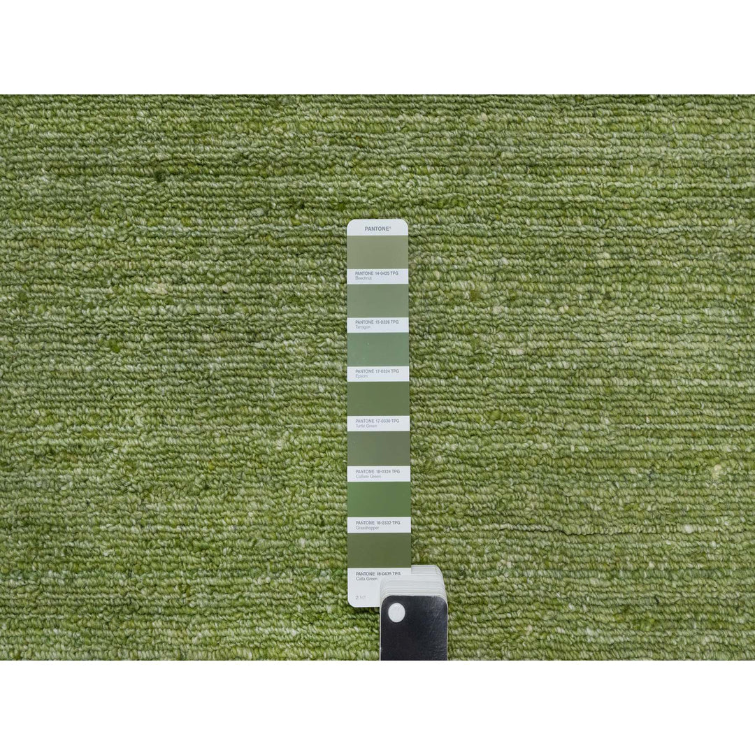 9'0" x 12'0" New Hand Loomed Green Wool Rectangle Oriental Rug - MOA10291195