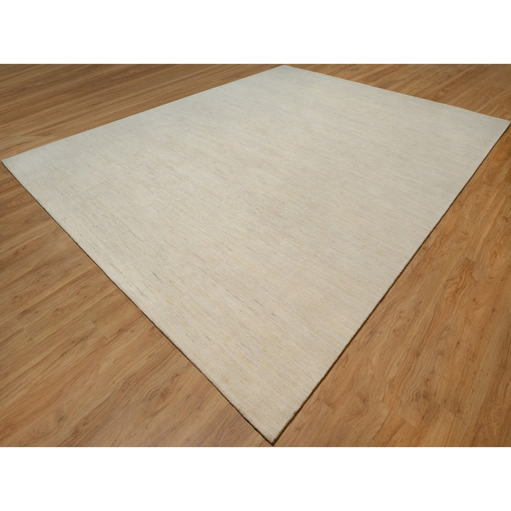 12'0" x 15'2" New Hand Knotted Ivory Wool Rectangle Oriental Rug - MOA10291349