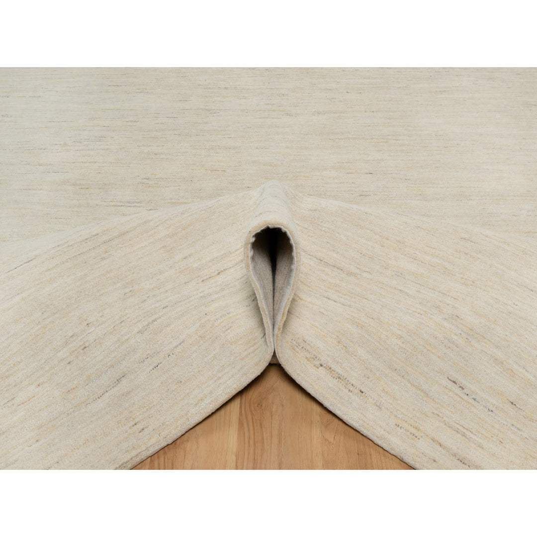 12'0" x 15'2" New Hand Knotted Ivory Wool Rectangle Oriental Rug - MOA10291349