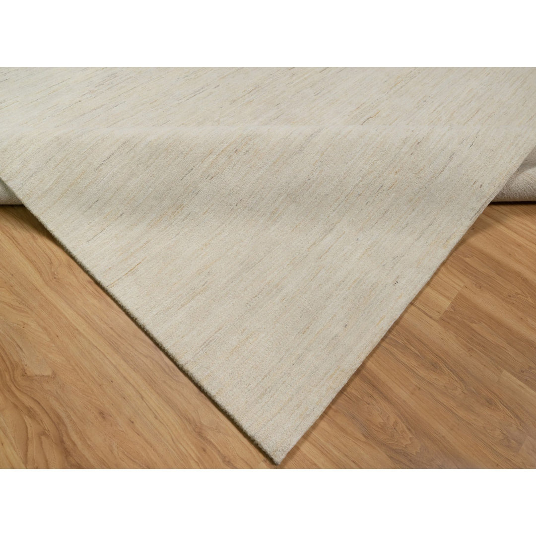 12'0" x 15'2" New Hand Knotted Ivory Wool Rectangle Oriental Rug - MOA10291349