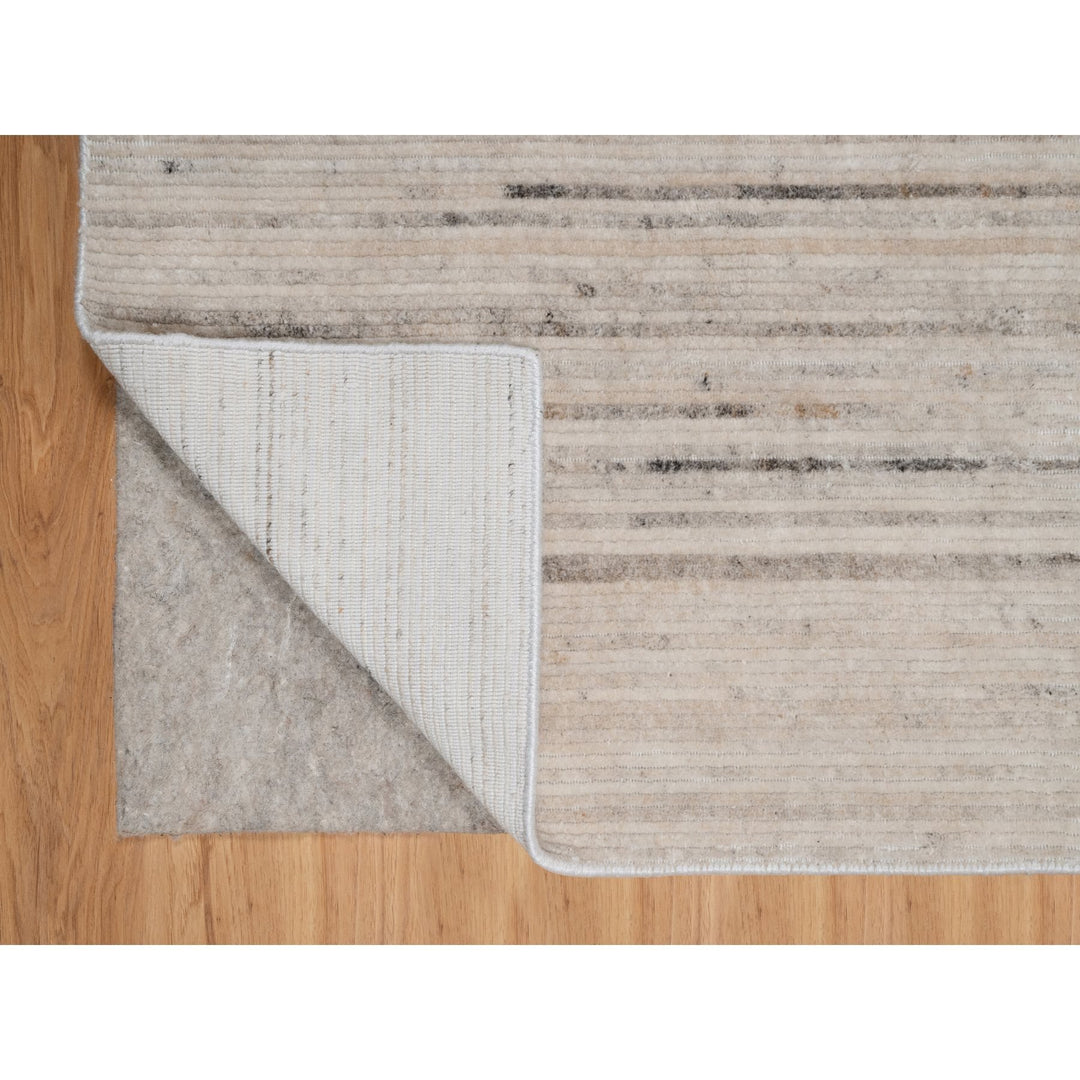 5'0" x 8'0" New Hand Loomed Ivory Wool Rectangle Oriental Rug - MOA10291350