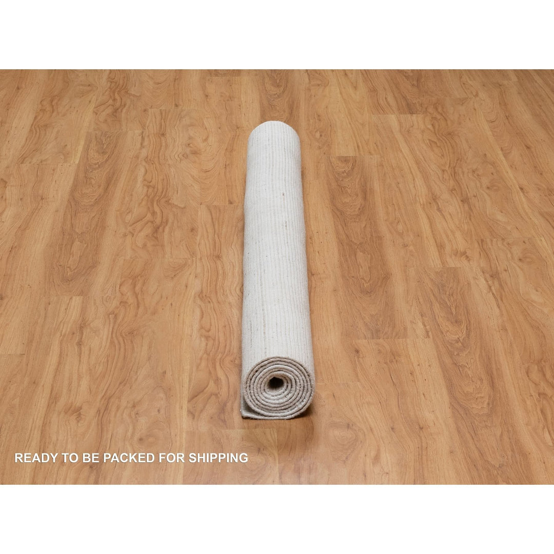 5'0" x 8'0" New Hand Loomed Ivory Wool Rectangle Oriental Rug - MOA10291350