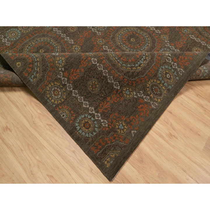 10'1" x 15'1" New Hand Knotted Brown Wool Rectangle Oriental Rug - MOA10291363