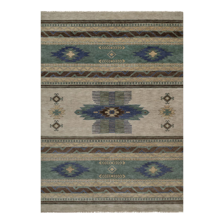 10'0" x 14'1" New Hand Knotted Beige Wool Rectangle Oriental Rug - MOA10291413